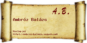 Ambróz Balázs névjegykártya