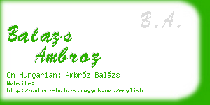 balazs ambroz business card